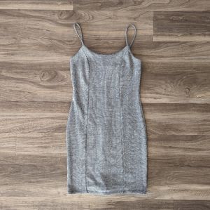 Mind Code M grey checkered grey houndstooth bodycon mini dress